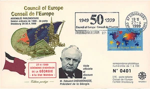 CE50-II FDC Council Europe "Mr. Eduard SHEVARDNADZE - Georgia Adhesion" 04-1999 - Picture 1 of 1