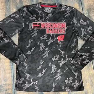 Campus Heritage Wisconsin Badgers Hombre Talla Grande Negro, Gris, ¡Camuflaje Camiseta! - Imagen 1 de 6
