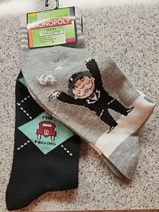 Two Pairs ~ Monopoly Crew Socks for Men ~ Free Parking ~ Size 10-13 ~ New - Picture 1 of 3