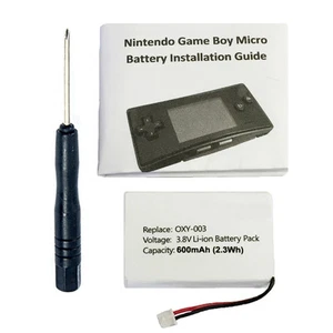 600mAh OXY-003, GPNT-02 Battery Kit for Nintendo Game Boy Micro OXY-001 - Picture 1 of 3