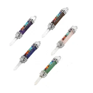 Colgante de péndulo de piedra con punto de chakra curativo hexagonal de cristal natural adivinación - Imagen 1 de 18