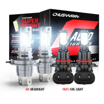 Para Mitsubishi Montero 2001-2006 - 4X lâmpadas de faróis de LED feixe Hi/Lo + luz de neblina - Imagem 1 de 4