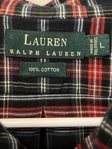 LAUREN RALPH LAUREN Herren 100% Baumwolle Hemd | schwarz rot weiß kariert | Gr. Large - Bild 1 von 6