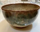 stoneware bowl Brown Green Gold Glazed Signed 5 1/4” Diameter Studio Pottery