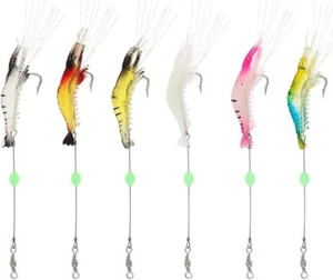 Señuelos de pesca de agua salada y dulce Cebos Silicona con ganchos - 6 PACK - Picture 1 of 12