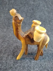 Vintage Hand Carved Wood Wooden Camel Nativity Figurine Olive Wood 4 inch - Picture 1 of 7