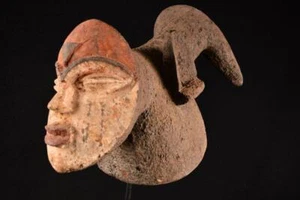 20901 An Authentic African Mambila Helm Mask Cameroon - Picture 1 of 7