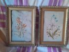 2 antique embroidery pictures Flowers LOTS OF AGE Please Look Nice Framed Glass