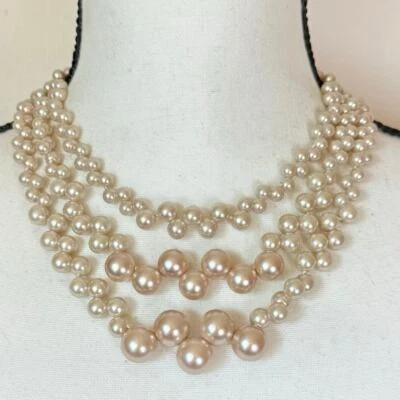 Collar Lia Sophia Rosedust Glass Pearl Multihilo Grueso Declaración Núcleo de Perlas Foto 1 de 4