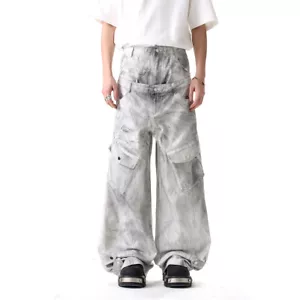 Jeans Primavera Moda Uomo Nuovo Americano Doppia Vita Bianco Grigio - Foto 1 di 16