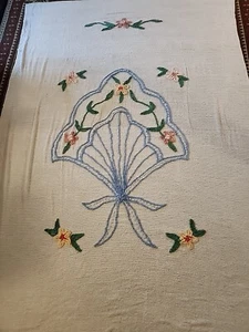 VINTAGE bouquet floreale CESTO di FIORI CINIGLIA copriletto 78"x98" RARO PULITO - Foto 1 di 14