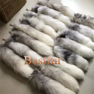 Wholesale 50pcs 16"-18" Real Cross Fox Fur Tail Keyring Bag Pendant Cosplay Toys - Picture 1 of 3