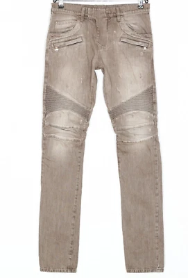 Jeans masculino BALMAIN Paris slim fit com nervuras motociclista tamanho W31 L36 DZ6281 - Imagem 1 de 4