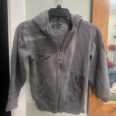 Chaqueta con capucha y cremallera de algodón GUESS talla 8 para niños Foto 1 de 4