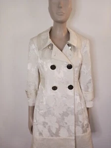 Bebe Double Breasted Jacket Small Camoflauge Floral Leaf White Secretary  - Picture 1 of 23