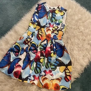 H&M Butterfly Dress Sleeveless Lined Blue and White Medium - Picture 1 of 6
