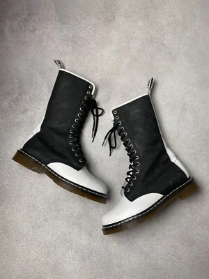 Vintage Women's Dr. Martens 11820 High knee leather zip boots Japanese print US9 - Image 1 of 4