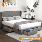 Oikiture Bed Frame Queen Size Base With Storage Drawers