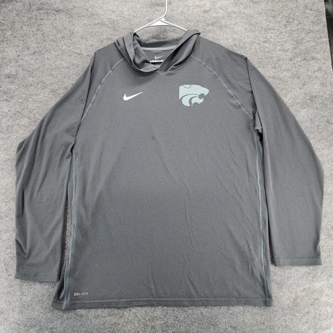 Kansas State Wildcats Shirt Mens XXL Nike Dri Fit Gray Long Sleeve Cover