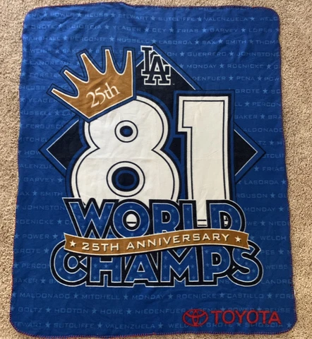 Los Angeles Dodgers 25th Anniversary 1981 World Champions VINTAGE Blanket Cover