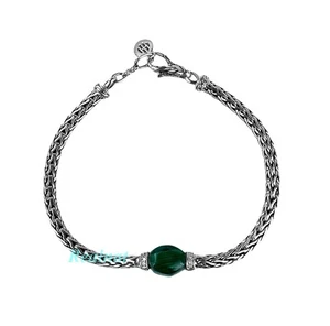 JOHN HARDY KLASSISCHE KETTE MALACHIT ST. SILBER DIAMANTEN GEWEBTES ARMBAND Gr. M-L NEU - Bild 1 von 8