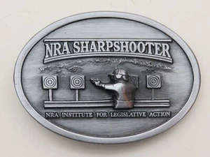 NRA Sharpshooter National Rifle Association Shooting Vintage Belt Buckle - Picture 1 of 3