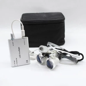 Dental 3.5X 420mm Surgical Medical Binocular Loupes Glass W/ LED Head light Lamp - Picture 1 of 9