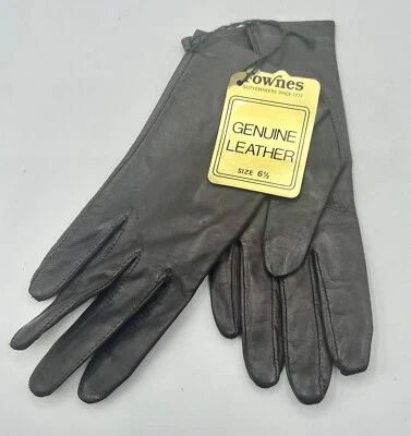 Vintage NWT Fownes Brown Leather Gloves Size 6.5 6 1/2 NOS Antrom Lining - Image 1 of 4