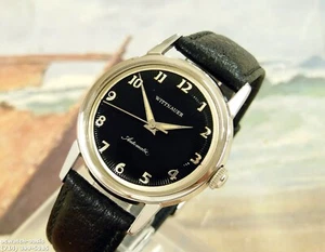 1950's Vintage WITTNAUER, Stunning BLACK Dial, Serviced & Warranty - Picture 1 of 9