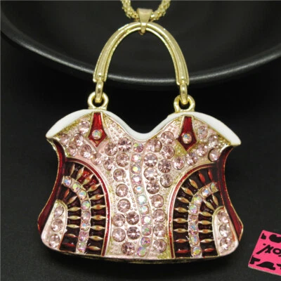Nuevo Moda Mujeres Bolso Rojo Esmalte Dama Bolso de Mano Cristal Colgante China Collar Foto 1 de 4