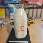 Vintage Milk Bottle State of Connecticut Conn CT Dairy Quart Pyroglaze 