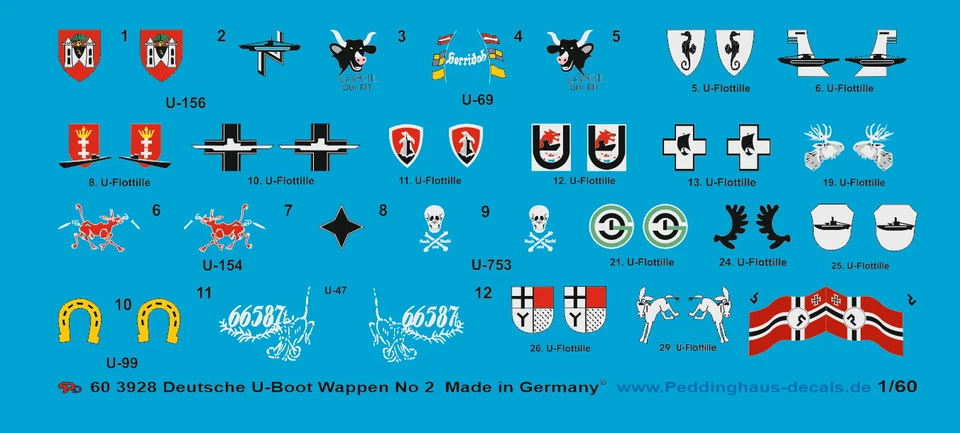 Peddinghaus-Decals 1:60 3928 3928 1/60 U-Boat Stemma No 2 - Immagine 1 di 1