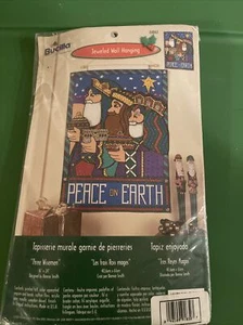 Bucilla Christmas KIT Jeweled Wall Hanging Peace on Earth Three Wisemen Sequins - Picture 1 of 7