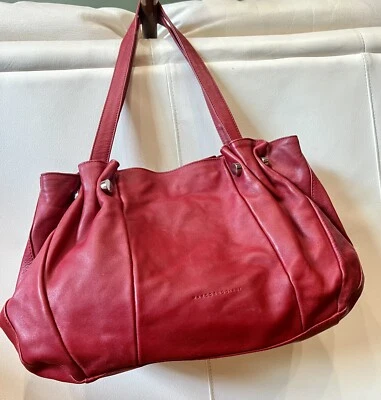 Bolso de hombro Marco Buggiani rojo italiano guante cuero ¡¡¡Ver!!! En muy buena condición Foto 1 de 4