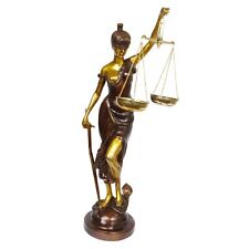 Brass Blindfolded Justice Lady Figurine Statue For Home Office Decor Height 30''