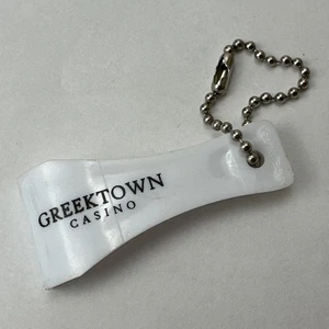 Greektown Casino Keychain Ice Windshield Scraper Mini White Plastic Advertising - Picture 1 of 6