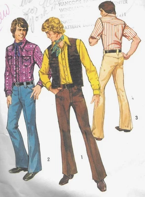 1970s Simplicity VTG #5048 Men's Western Shirt, Vest & Pants Pattern Size 42 CUT - Image 1 of 4