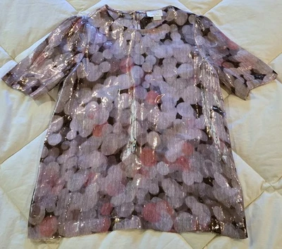 Блузка Kate Spade New York мерцающая в горошек металлик шелк женская размер маленький - Изображение 1 из 4