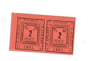 Transvaal Pietersburg 1901 dos peniques con spray derecho invertido como nuevo par - Imagen 1 de 1
