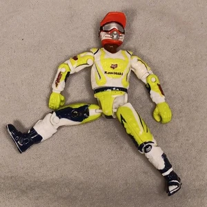 *Beschädigte Beine* seltene Vintage Hot Wheels Moto James Stewart Motocross Figur Kawasaki - Bild 1 von 5