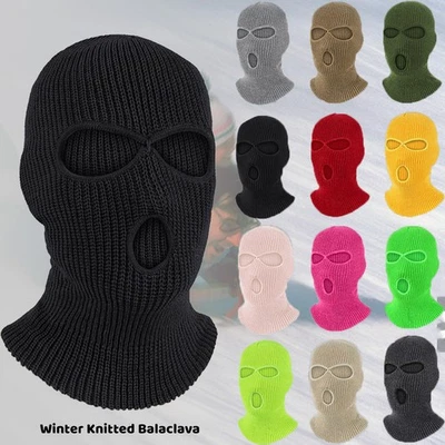 Ciclismo EE. UU. Aire Libre Pasamontañas Invierno Tejido 3 Agujeros Máscara de Esquí Cubierta Facial Completa Foto 1 de 4