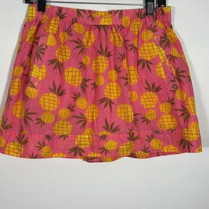 J Crew Minirock klein rosa gelb Ananas Print Pull On Urlaub Sommer süß - Bild 1 von 6
