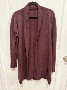 Suéter cárdigan largo 100 % cachemir púrpura/granate de lujo para mujer talla L - Imagen 1 de 7