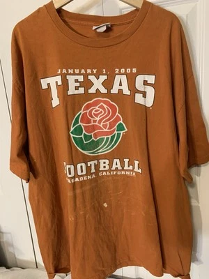 2005 Y2K Texas Longhorns Rose Bowl January 1 2005 Mens Sz 3XL  T-Shirt Orange - Image 1 of 4