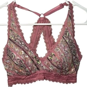Victorias Secret Bralette Women Size XS Pink Lace Boho Hippie Paisley Coachella - Picture 1 of 9
