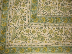 Rajasthan Block Print Paisley Tapestry Cotton Bedspread 108" x 88" Full-Queen - Picture 1 of 2