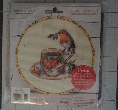 尺寸计数十字绣套件 BIRDIE TEACUP 带装饰环 #72-76324 — 第 1/2 张图片