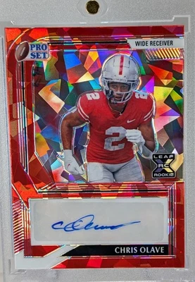 Chris Olave 2022 Leaf Pro Set Red Cracked Ice RC Auto 1/3 - Image 1 of 4