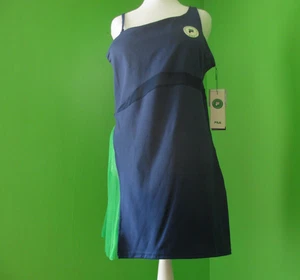 Fila X Brandon Maxwell 2pc Tennis Dress XL Blue w Green Pleated Insert & Shorts - Picture 1 of 5