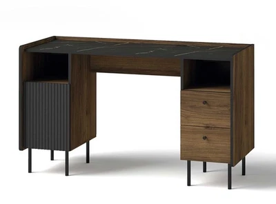 Schreibtisch Bürotisch Pereto 135x55x79cm Warmia Nussbaum schwarz matt - Bild 1 von 4